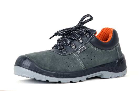 BLACKBURN Men's Suede Leather Safety Shoe | Excellent Grip, Comfort & Slip Resistance | Safety Shoes with Steel Toe | Double Density |Grey | (788 S1P Steel Grey Safety Shoes for Men)