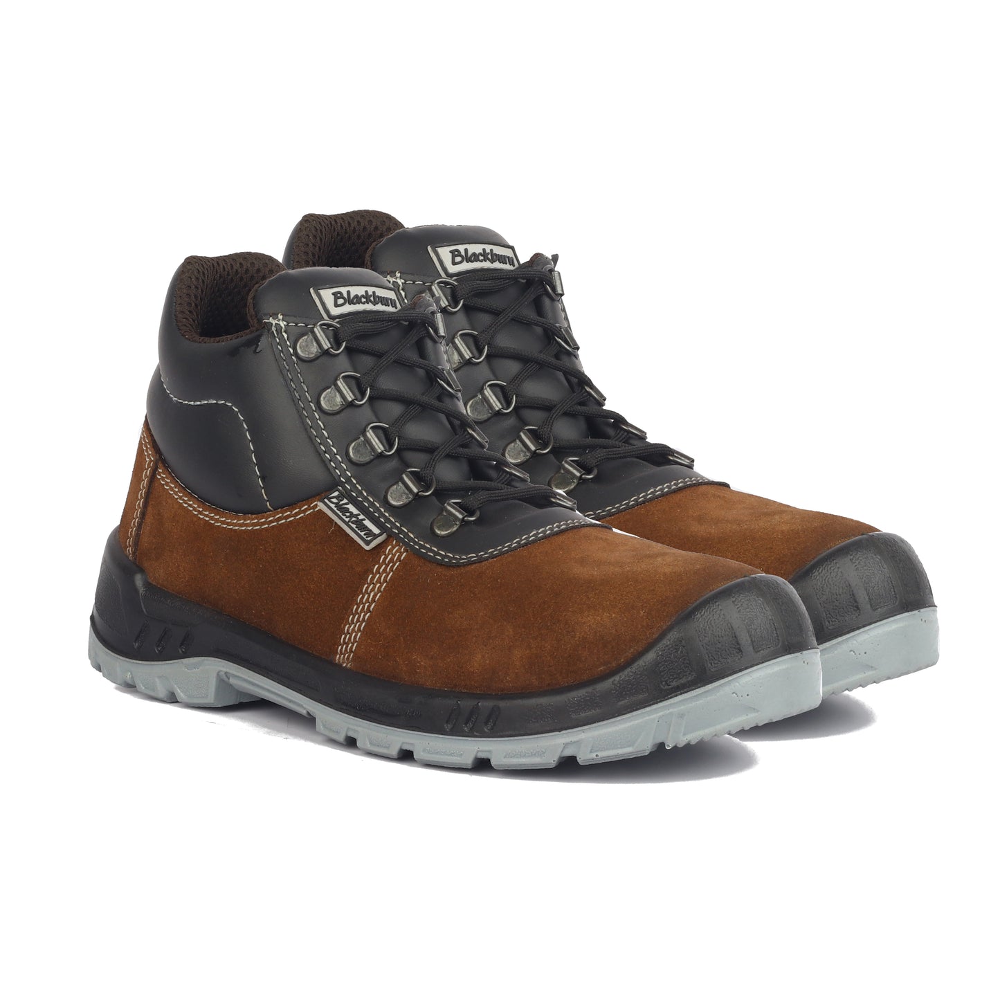 BLACKBURN Men's Suede Leather Safety Shoe | Excellent Grip, Comfort & Slip Resistance | Safety Shoes with Steel Toe | Double Density |Brown | (786 S1P BROWN Safety Shoes for Men)