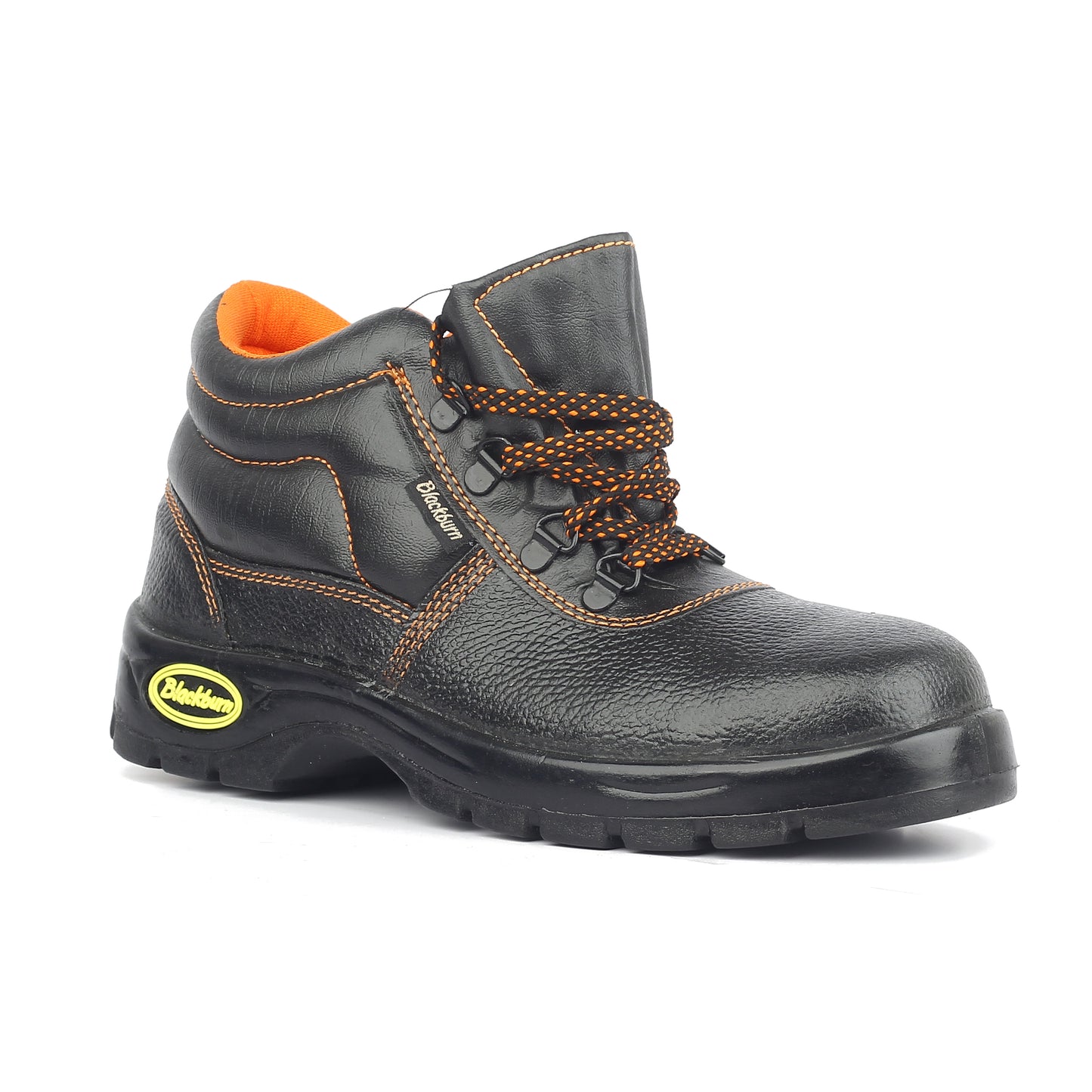 Blackburn Men's Leather | High Ankle | PU Sole | Safety Shoe | Excellent Grip Comfort & Slip Resistance | Single Density | Black | Safety Shoe with Steel Toe 275 SD Safety Shoes, Black