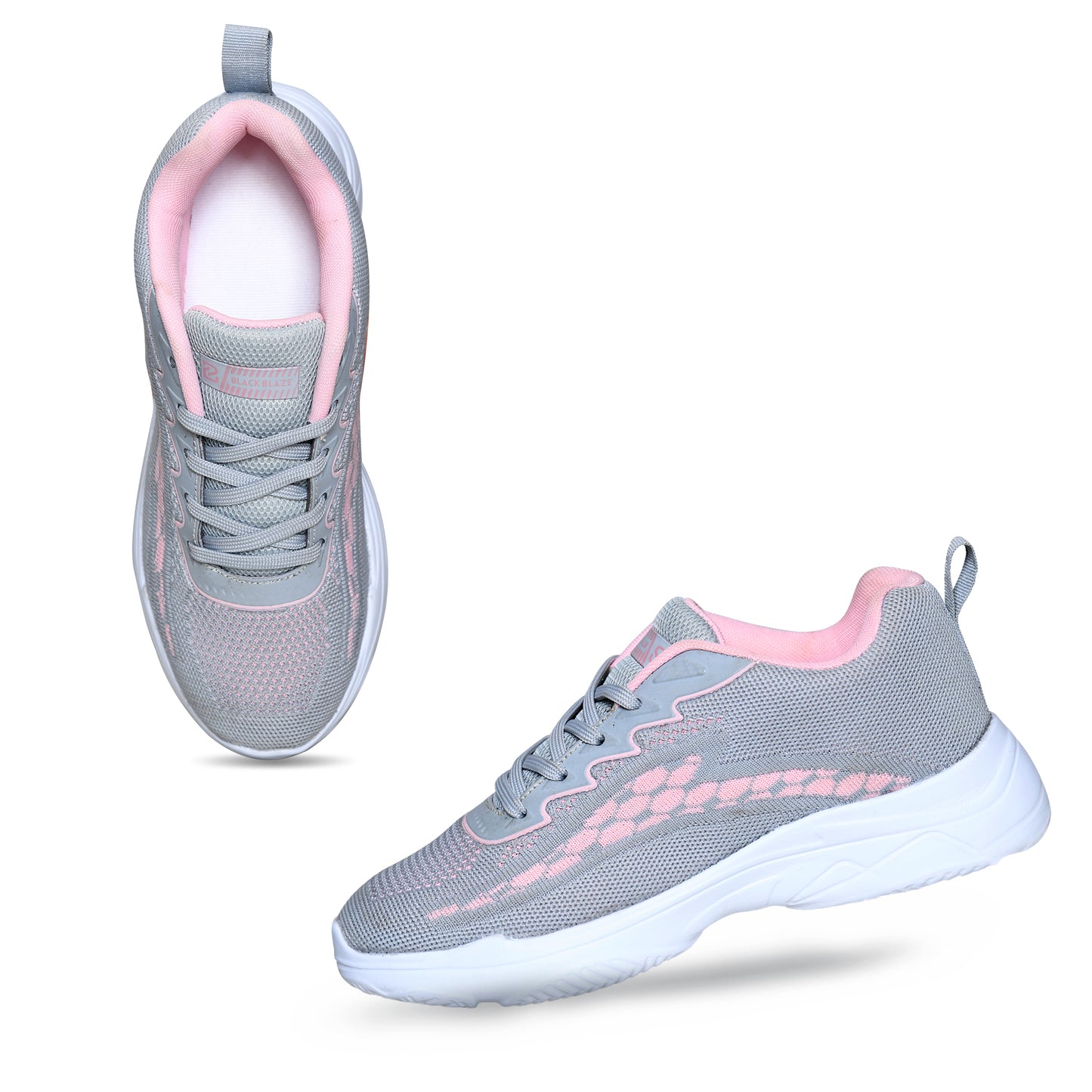 Blackblaze Women's Casual Sneakers, Grey and Pink, 9041
