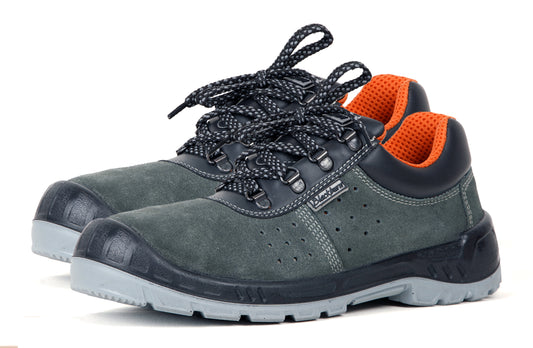 BLACKBURN Men's Suede Leather Safety Shoe | Excellent Grip, Comfort & Slip Resistance | Safety Shoes with Steel Toe | Double Density |Grey | (788 S1P Steel Grey Safety Shoes for Men)