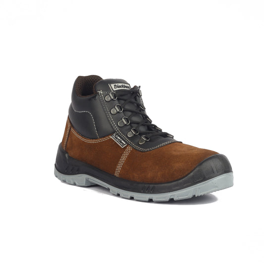 BLACKBURN Men's Suede Leather Safety Shoe | Excellent Grip, Comfort & Slip Resistance | Safety Shoes with Steel Toe | Double Density |Brown | (786 S1P BROWN Safety Shoes for Men)