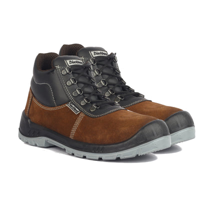 BLACKBURN Men's Suede Leather Safety Shoe | Excellent Grip, Comfort & Slip Resistance | Safety Shoes with Steel Toe | Double Density |Brown | (786 S1P BROWN Safety Shoes for Men)