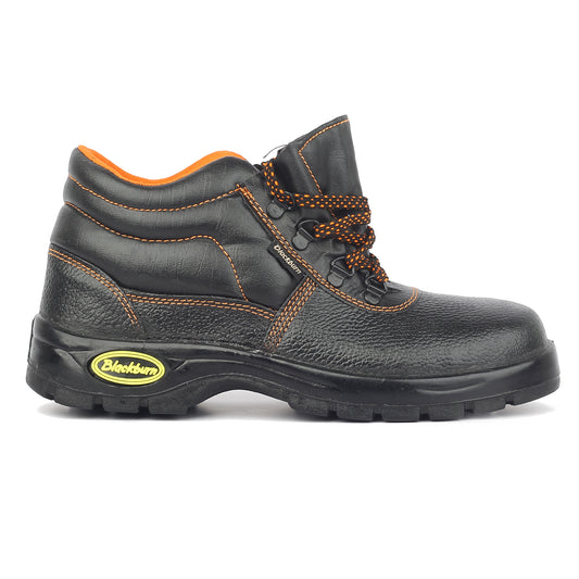 Blackburn Men's Leather | High Ankle | PU Sole | Safety Shoe | Excellent Grip Comfort & Slip Resistance | Single Density | Black | Safety Shoe with Steel Toe 275 SD Safety Shoes, Black