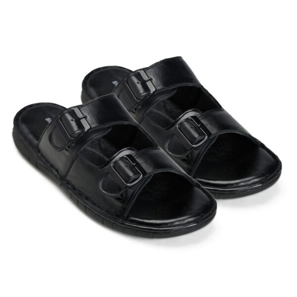 BlackBurn Slip-11 Full Black Men's Leather Sandal - Image 2