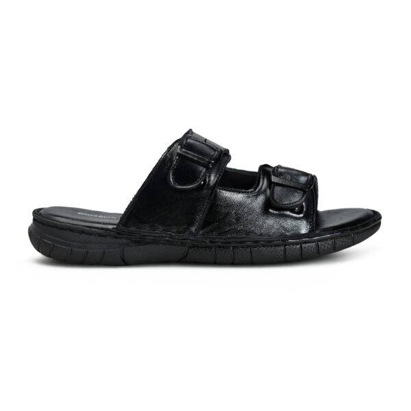 BlackBurn Slip-11 Full Black Men's Leather Sandal - Image 4