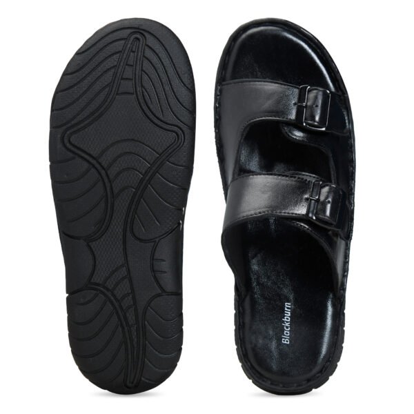 BlackBurn Slip-11 Full Black Men's Leather Sandal - Image 5