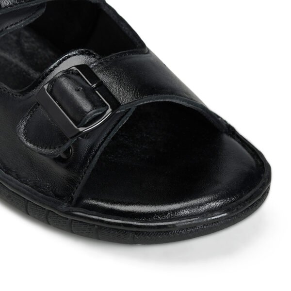 BlackBurn Slip-11 Full Black Men's Leather Sandal - Image 6