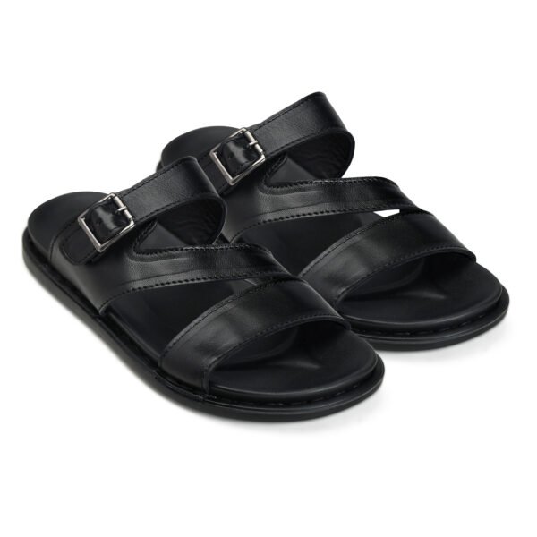 BlackBurn Slip-05 Full Black Men's Leather Slipper - Image 2