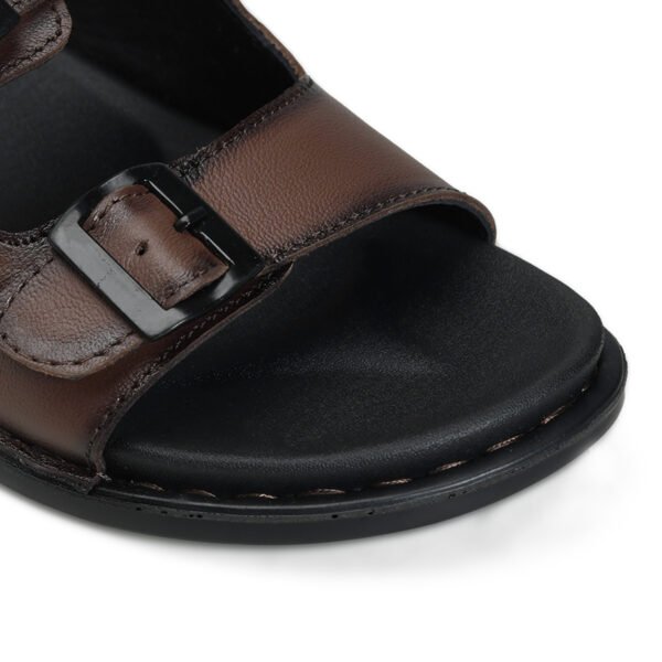 BlackBurn Slip-06 Brown Men's Leather Back Strap Slipper - Image 6