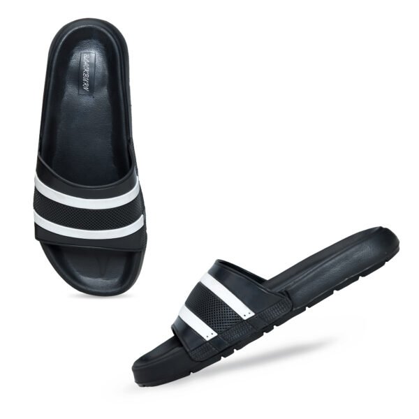 BlackBurn Float-01 Blk/White Men Floter Chappal - Image 4