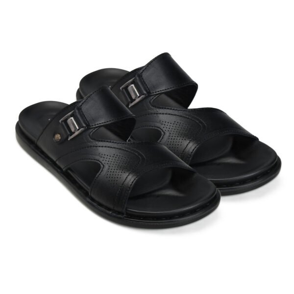 BlackBurn Slip-08 Black Men's Leather Slipper - Image 2