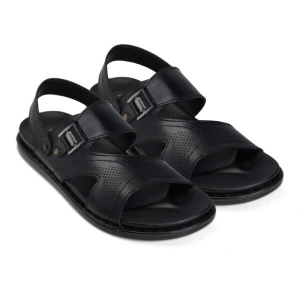 BlackBurn Slip-12 Full Black Men's Leather Sandal - Image 2