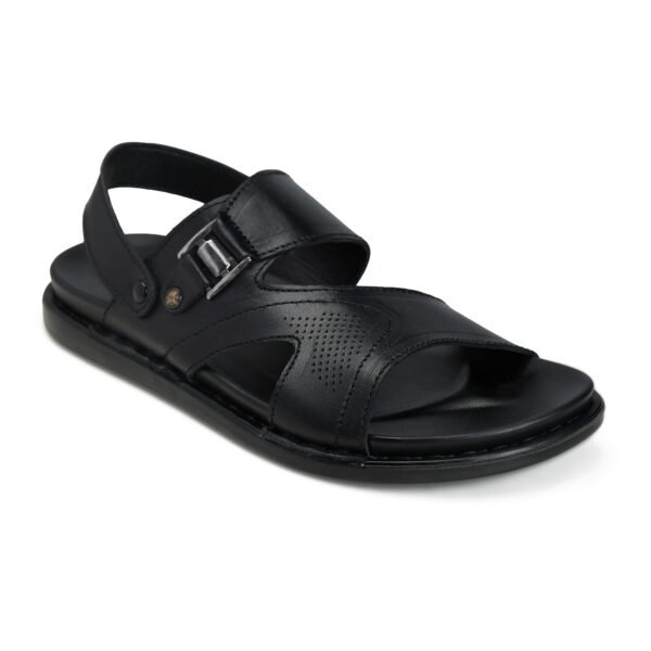 BlackBurn Slip-12 Full Black Men's Leather Sandal - Image 3