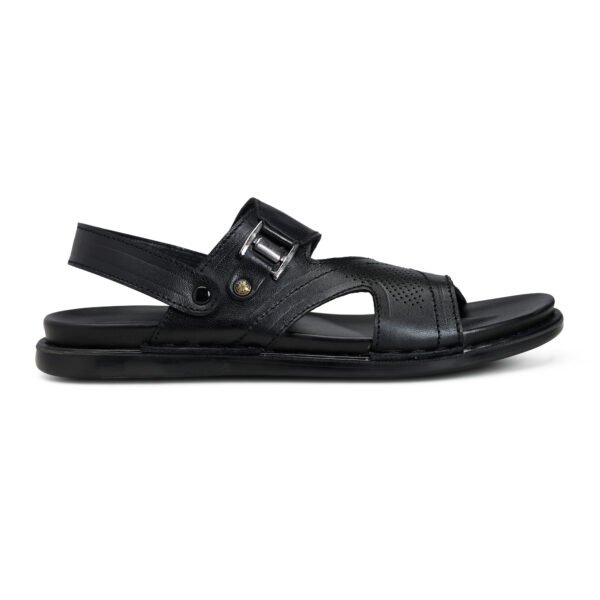 BlackBurn Slip-12 Full Black Men's Leather Sandal - Image 4