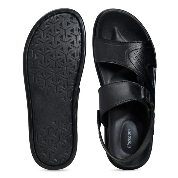 BlackBurn Slip-12 Full Black Men's Leather Sandal - Image 5