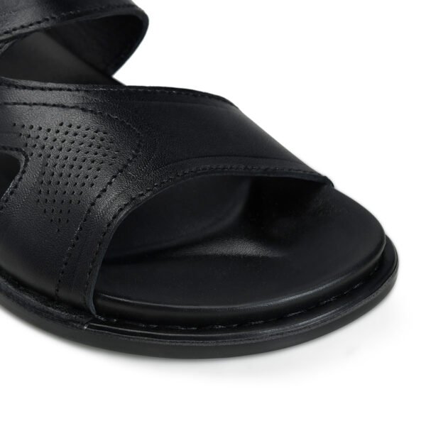 BlackBurn Slip-12 Full Black Men's Leather Sandal - Image 6