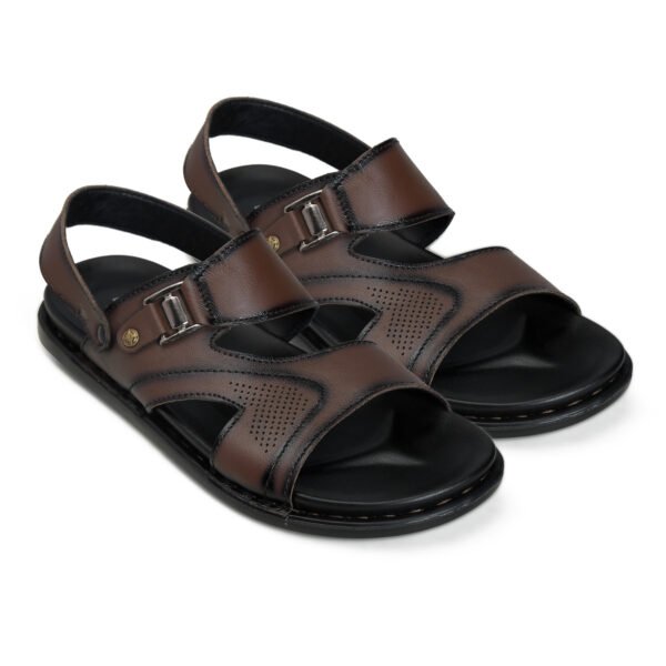 BlackBurn Slip-09 Choco Brown Men's Leather Sandal - Image 2