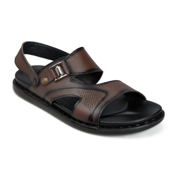 BlackBurn Slip-09 Choco Brown Men's Leather Sandal - Image 3