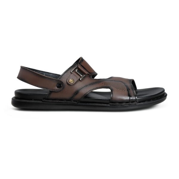 BlackBurn Slip-09 Choco Brown Men's Leather Sandal - Image 4