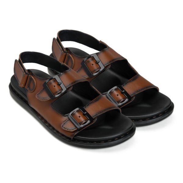 BlackBurn Slip-15 Brown Men's Leather Sandal - Image 3