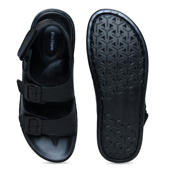 BlackBurn Slip-04 Black Men's Leather Sandal - Image 4